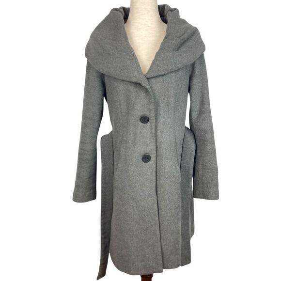 TAHARI Wool Blend Belted Shawl Collar Coat, Jacket in Grey - Picture 6 of 11
